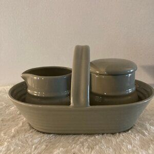 Claudia Shuride Toscany Green Creamer + Sugar Bowls w/Basket